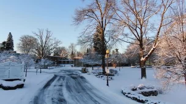 Snow Being Cleared Linden Hall Grounds Beautiful Winter Morning — Vídeo de Stock