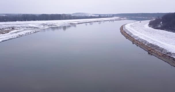 Vue Aérienne Rivière Odra Survolant Sud Pologne — Video