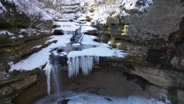 Waterfall Winter Canyon Beautiful — Stockvideo