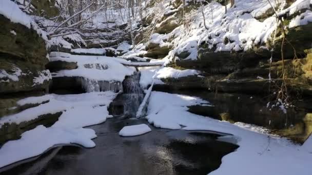 Waterfall Winter Canyon Beautiful — Videoclip de stoc
