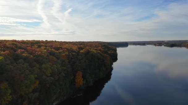 Aerial Fall Colors Peaceful Forest — Wideo stockowe