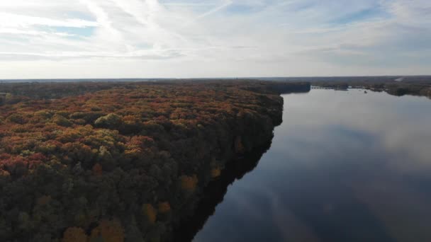 Aerial Fall Colors Peaceful Forest — Vídeos de Stock