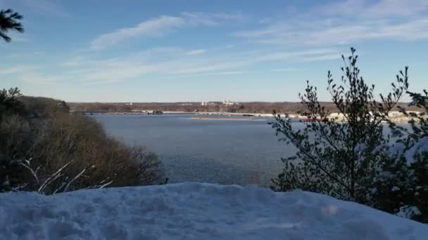Aerial Winter View River — Vídeo de Stock