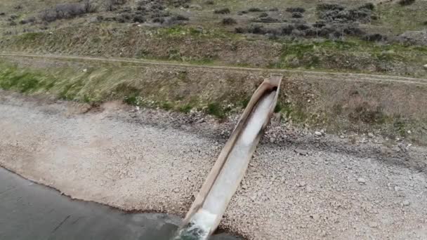 Water Slides Concrete Slide Basin Filmed Drone — Stock video