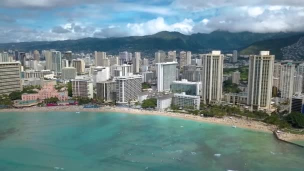 Panoramic Drone Footage Waikiki Beach Island Oahu Hawaii — 비디오