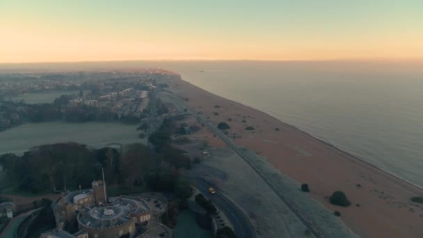 Aerial View Walmer Castle Kent England Wide View Frozen Castle — Stockvideo