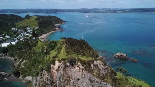 Drone View Tapeka Point Russell Island New Zealand — Stockvideo