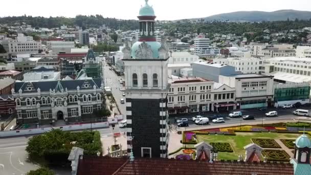 Вид Исторический Железнодорожный Вокзал Данидин Новая Зеландия — стоковое видео
