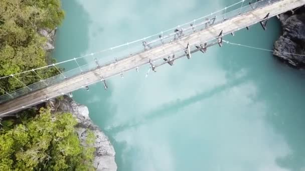 Drone View Bridge Blue River New Zealand — Stockvideo