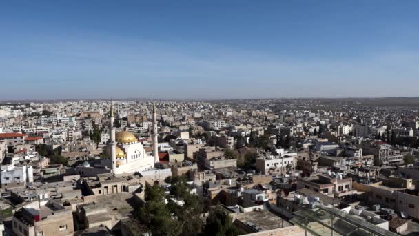 Panoramatický Výhled Město Madaba Mešitou Viditelnou Centru — Stock video