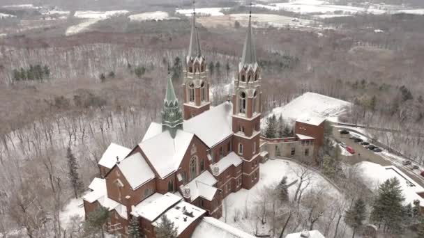 Cinematic Aerial View Historic Holy Hill — 图库视频影像