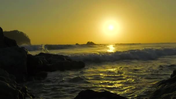 Waves Crashing Sunrise Mount Maunganui Beach New Zealand — Stockvideo