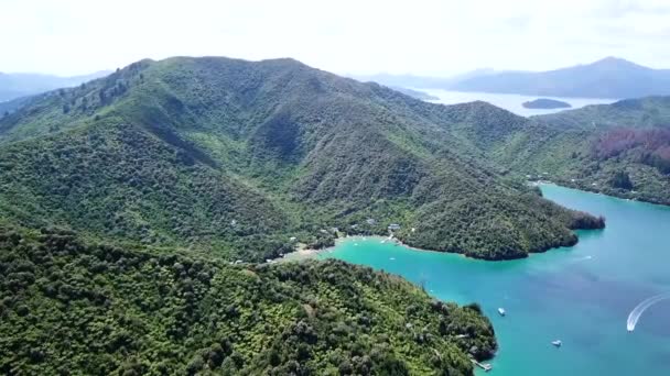 Drone View Queen Charlottes Sound New Zealand — Vídeo de Stock