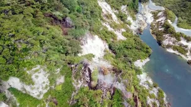 Drone View Waimangu Geothermal Park Rotorua New Zealand — ストック動画
