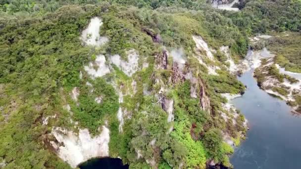 Drone View Waimangu Geothermal Park Rotorua New Zealand — Vídeo de stock