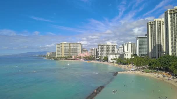 Βίντεο Drone Πάνω Από Την Παραλία Waikiki Στο Νησί Oahu — Αρχείο Βίντεο