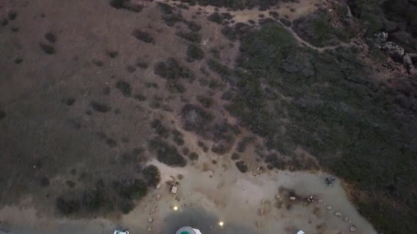 Aerial View Top California Lighthouse Coastline Caribbean Sea — Stok video