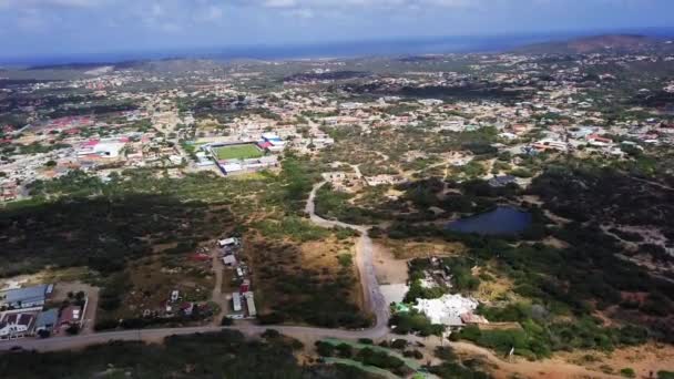 Aerial View Natural Lake Tennis Court Centre Aruba Caribbean Sea — 图库视频影像