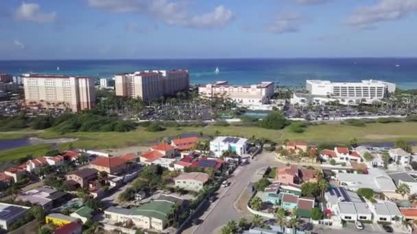 Caribbean Sea Coastline Palm Beach Noord Aruba — ストック動画