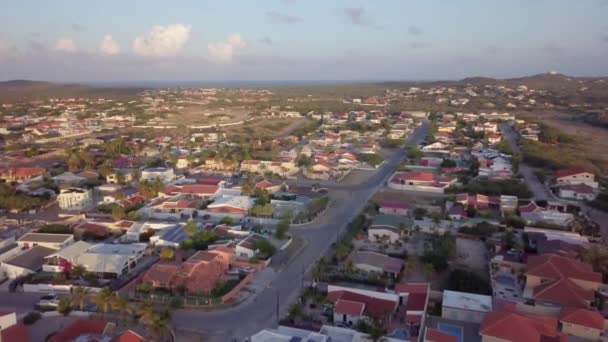 Streets Residential Neighbourhood Noord Aruba Blue Sea Background — стоковое видео