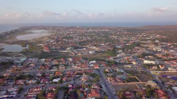 Cars Driving North End Island Aruba Caribbean Sea Aerial Pan — Stock video