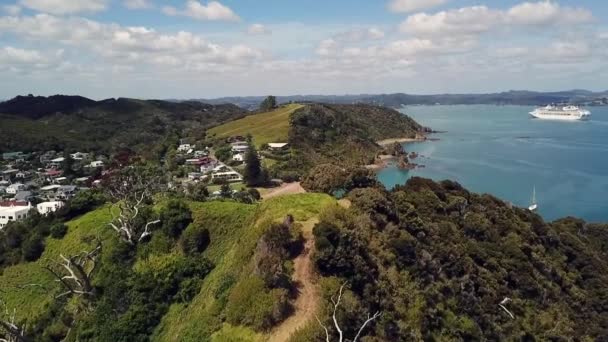 Drone View Tapeka Point Russell Island New Zealand — Stockvideo