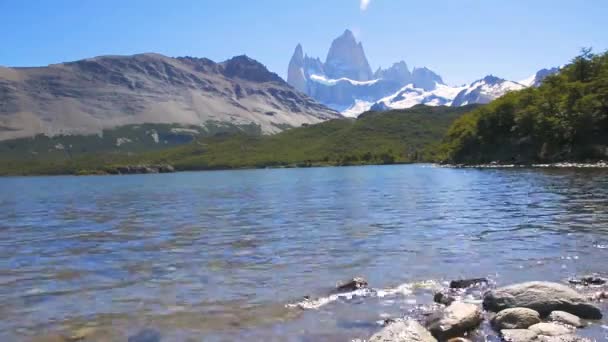 Fitz Roy Lake Laguna Capri Patagonia Argentina Trekking Los Glaciares — стокове відео