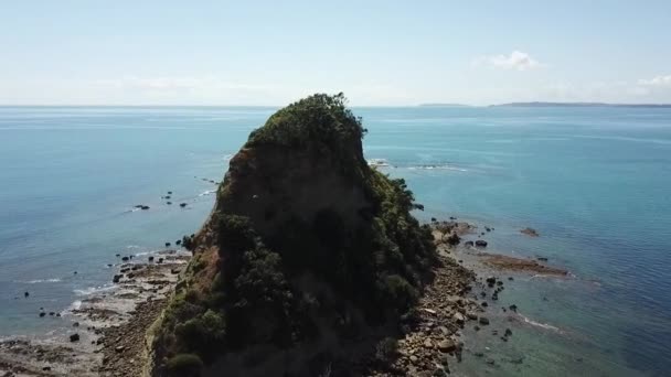 Aerial View Island Ocean Bay Islands New Zealand — Wideo stockowe