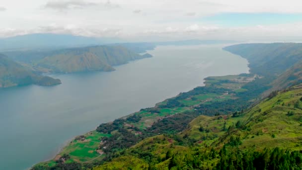 Flight Countryside Lake Toba Sumatra — Stockvideo