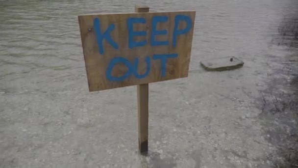 Wooden Keep Out Sign Lake — Wideo stockowe