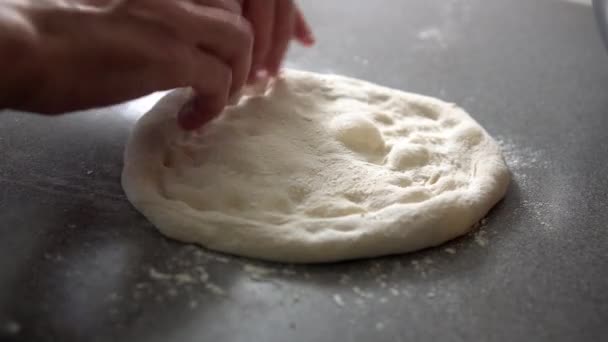 Hands Shaping Dough Most Authentic Italian Pizza — стокове відео
