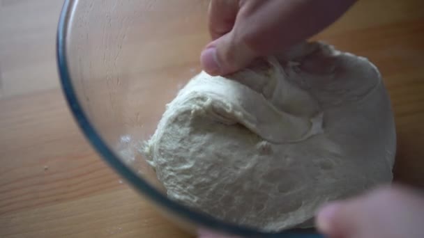 Chef Preparing Folding Dough Pizza Croissants Bread — Vídeo de stock