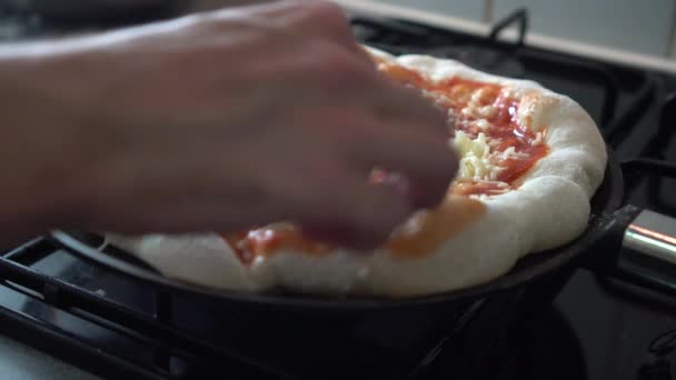 Putting Pepperoni Top Most Authentic Italian Pizza — Video Stock