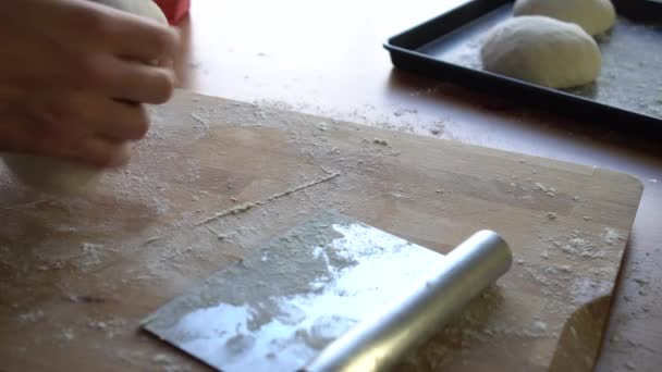 Chef Preparando Masa Para Pizza Croissants Pan — Vídeo de stock