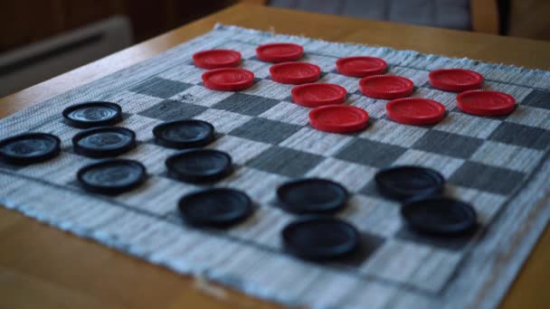 Closeup Shot Game Checkers Soft Focus Strategic Intellectual Game — 비디오