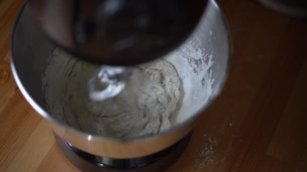 Stand Mixer Preparing Dough Pizza Croissants Bread — стоковое видео