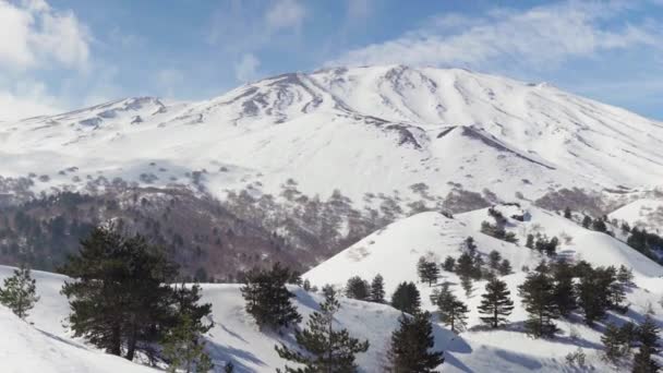 Snowy Volcano Etna Sicily — Stockvideo