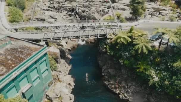 Aerial Mclarens Falls Bridge — Stock Video