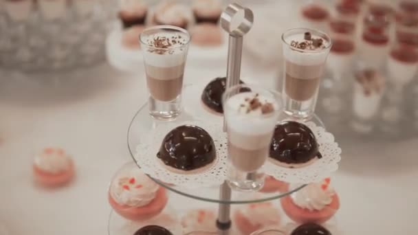 Depiction Beautifully Decorated Sweet Buffet Banquet Table Close Video Pretty — Videoclip de stoc