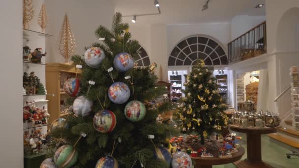 Interior Traditional Bavarian Toy Shop Decorated Christmas Festive Objects — Video Stock