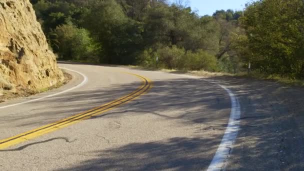 Man Full Motorcycle Gear Riding Motorcycle Mountain Road Desert Hills — Video