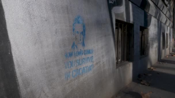 Threatening Graffiti Wall Zagreb Croatia — стокове відео