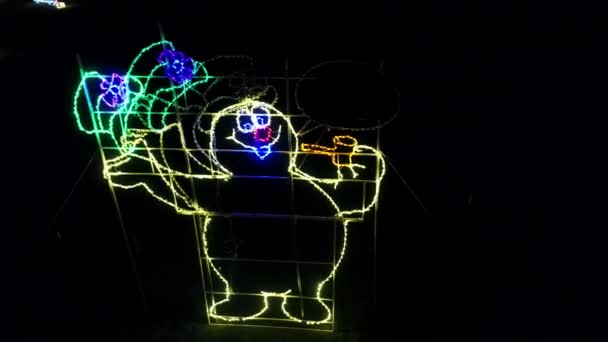 Gigantyczny Frosty Snowman Christmas Light — Wideo stockowe