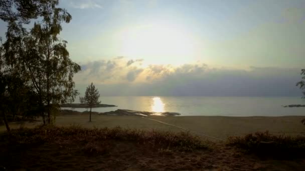 Motion Timelapse Clouds Sunbeams Shining Horizon Scandinavia — Stockvideo