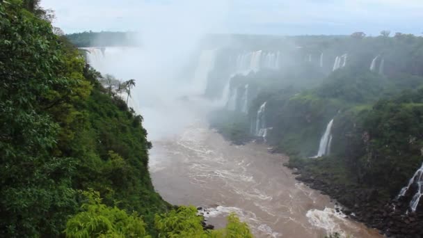Brown Dirty Water Iguazu River Rain Forest Brazil Argentina — Vídeo de stock
