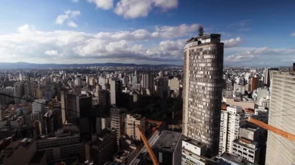 Panorámica Amplia Vista Del Horizonte Ciudad Paulo Visto Desde Edificio — Vídeos de Stock