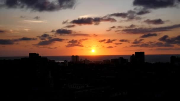 Havana Cuba Sunset Shot Overlooking City — стокове відео