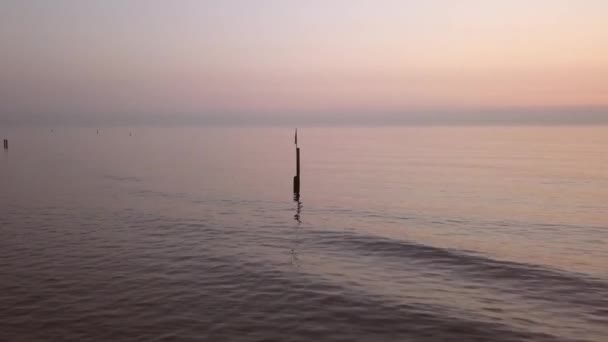 Aerial Shot Calm Northsea Beach Sunset Shot Drone Moving Shots — стокове відео