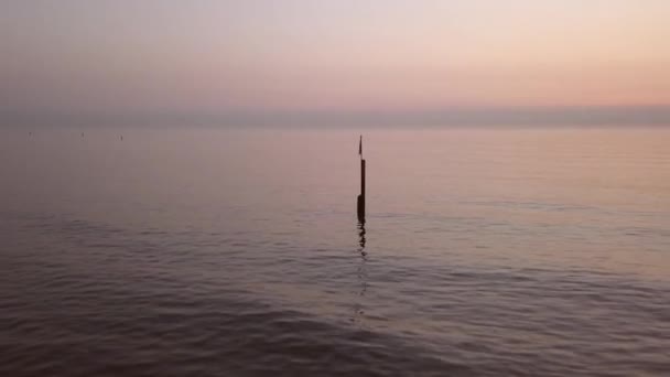 Aerial Shot Calm Northsea Beach Sunset Shot Drone Moving Shots — Stock video