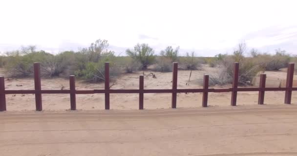 Trucking Right Shot Metal Rail Barrier Mexico Border — Stock video